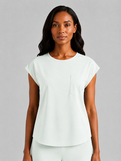 Women's Aegis Cap Sleeve Pocket Scrub Top - Air Flex Heavy Warm White