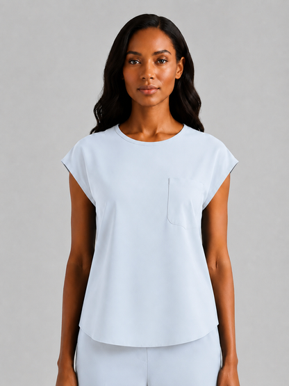 Women's Aegis Cap Sleeve Pocket Scrub Top - Air Flex Heavy White