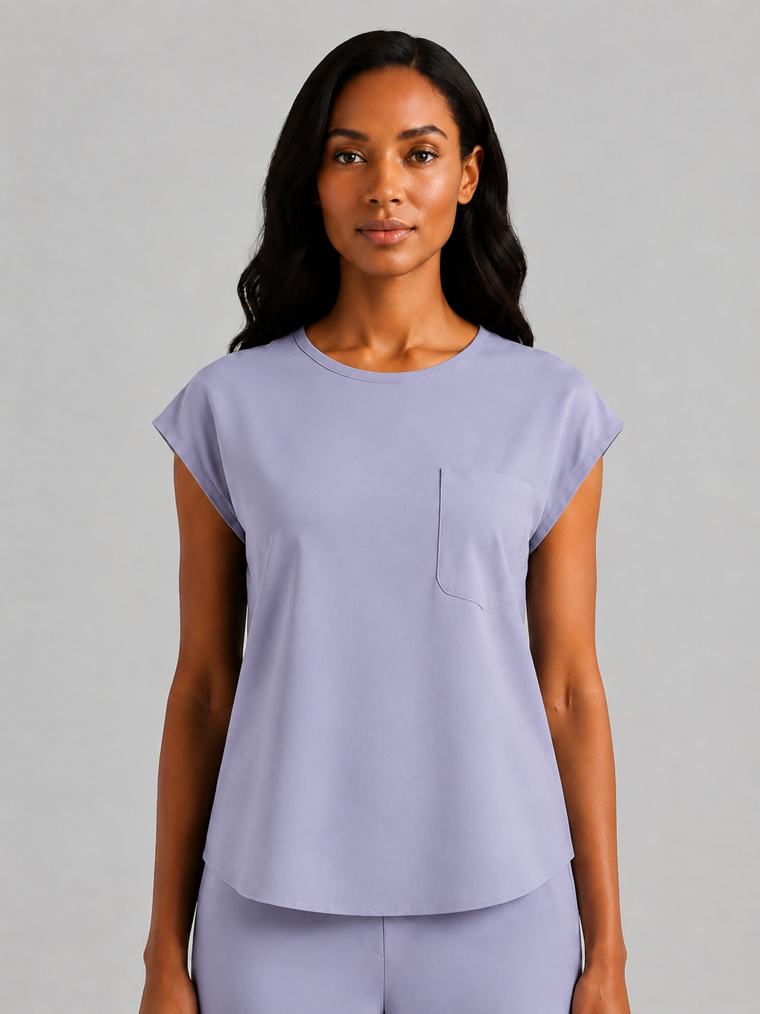 Women's Aegis Cap Sleeve Pocket Scrub Top - Cotton FlexLight Purple