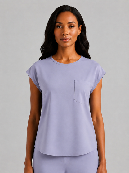 Women's Aegis Cap Sleeve Pocket Scrub Top - Cotton FlexLight Purple