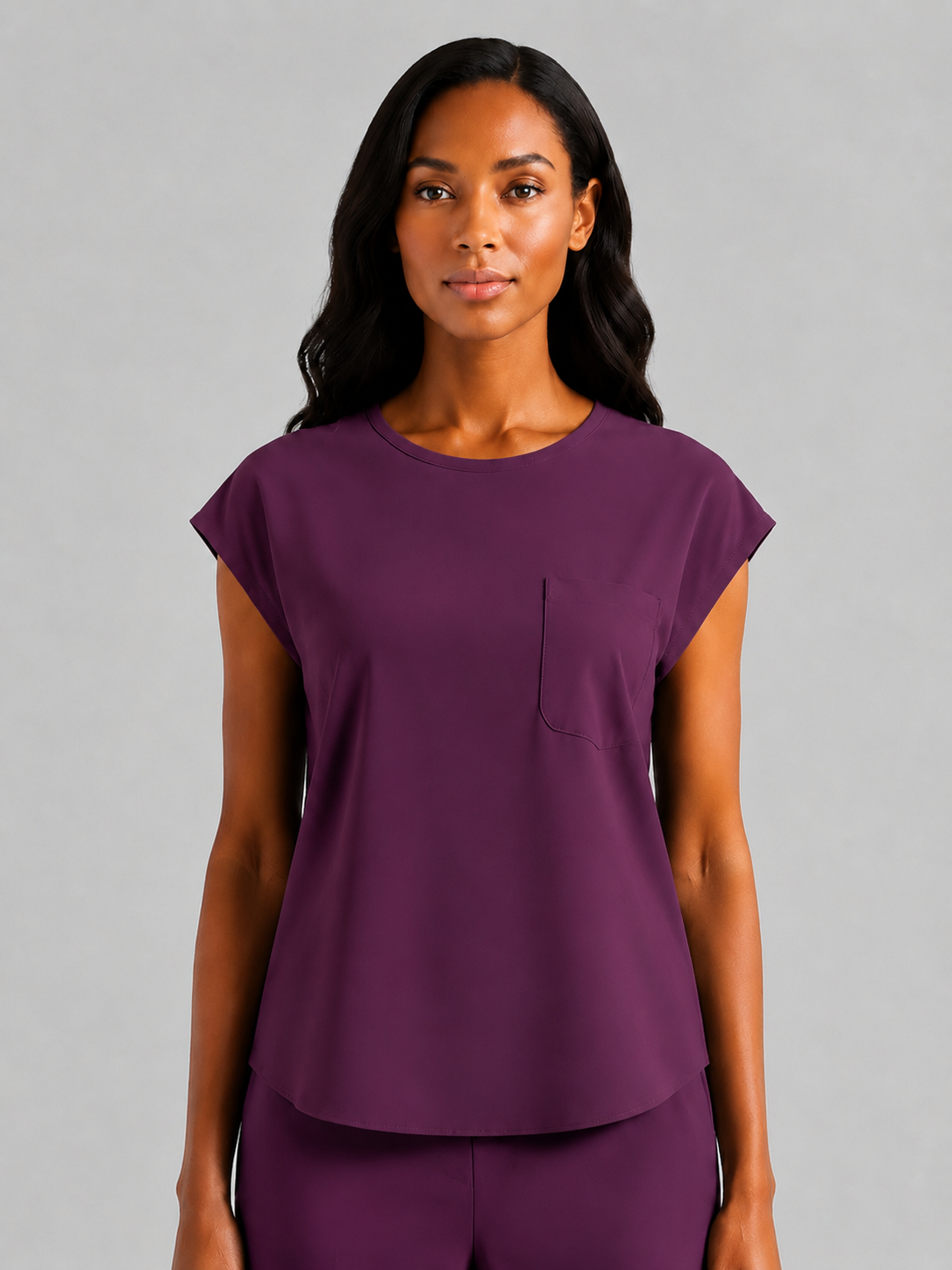 Women's Aegis Cap Sleeve Pocket Scrub Top - Cotton FlexPurple