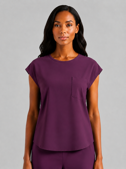 Women's Aegis Cap Sleeve Pocket Scrub Top - Cotton FlexPurple