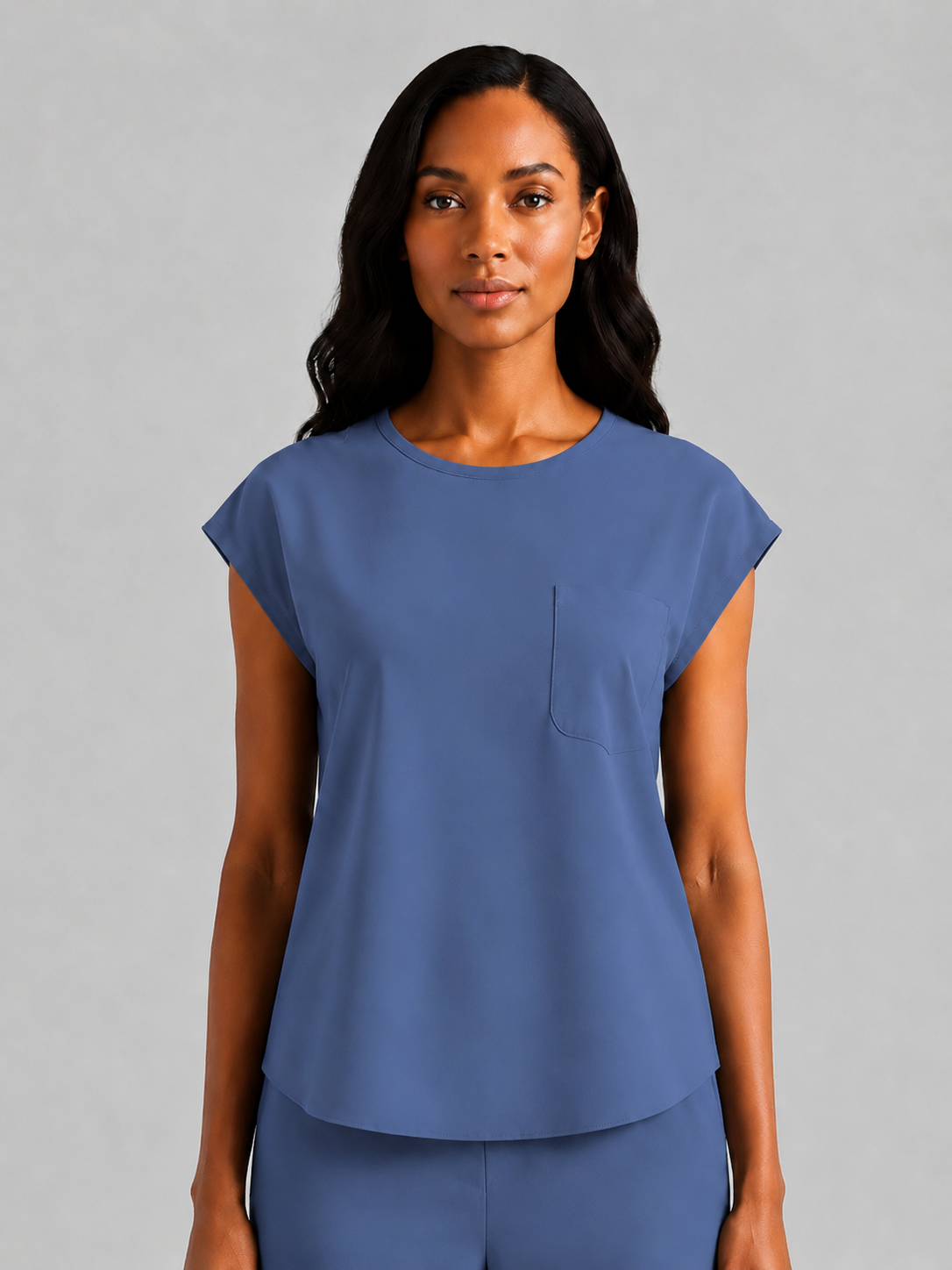 Women's Aegis Cap Sleeve Pocket Scrub Top - Shield Weave Bright Blue