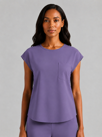 Women's Aegis Cap Sleeve Pocket Scrub Top - Cotton FlexViolet