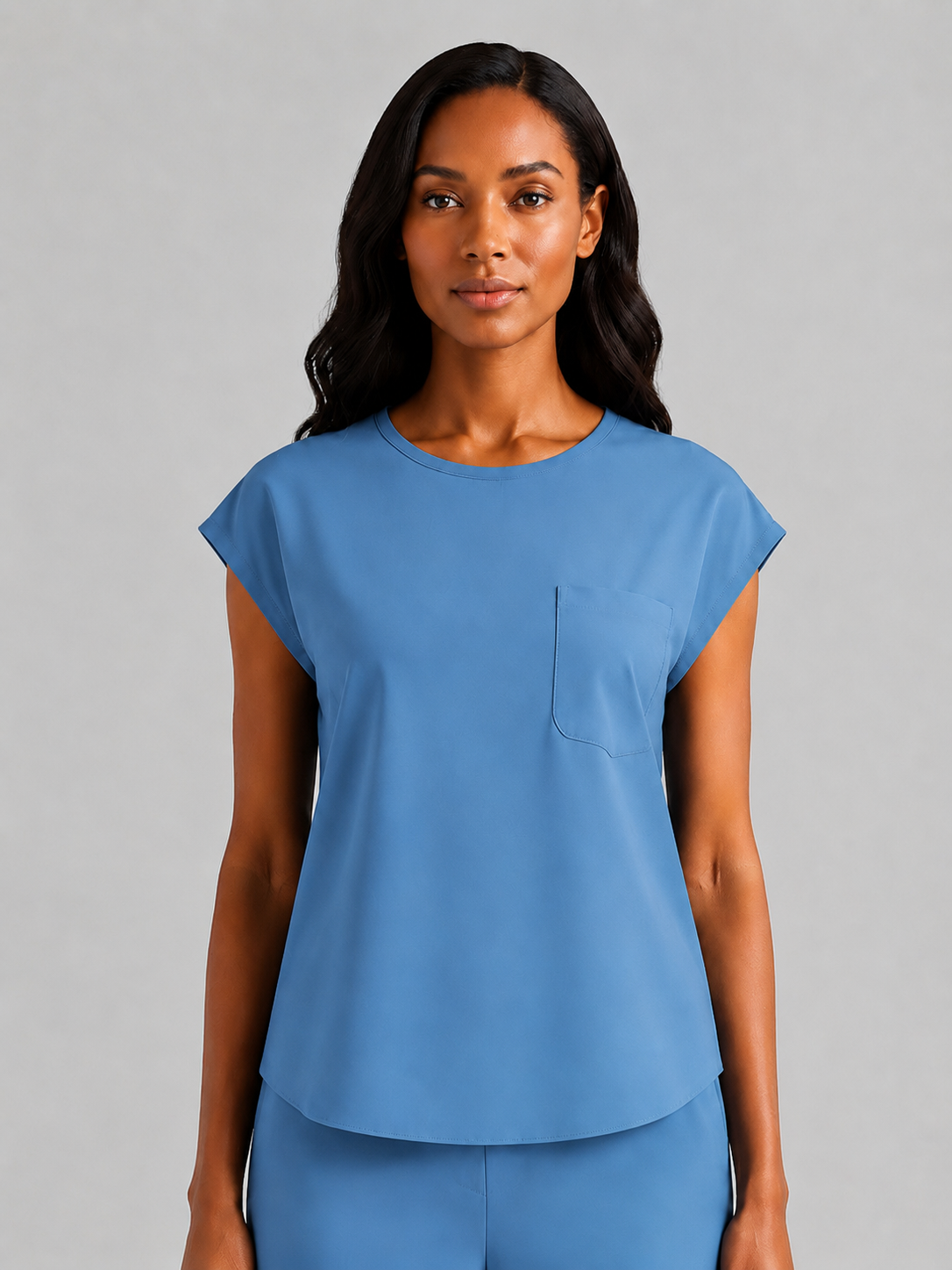 Women's Aegis Cap Sleeve Pocket Scrub Top - Cotton FlexSky Blue