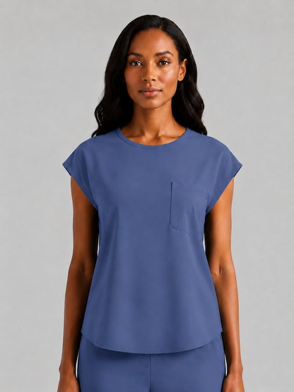 Women's Aegis Cap Sleeve Pocket Scrub Top - Cotton FlexBlue Violet