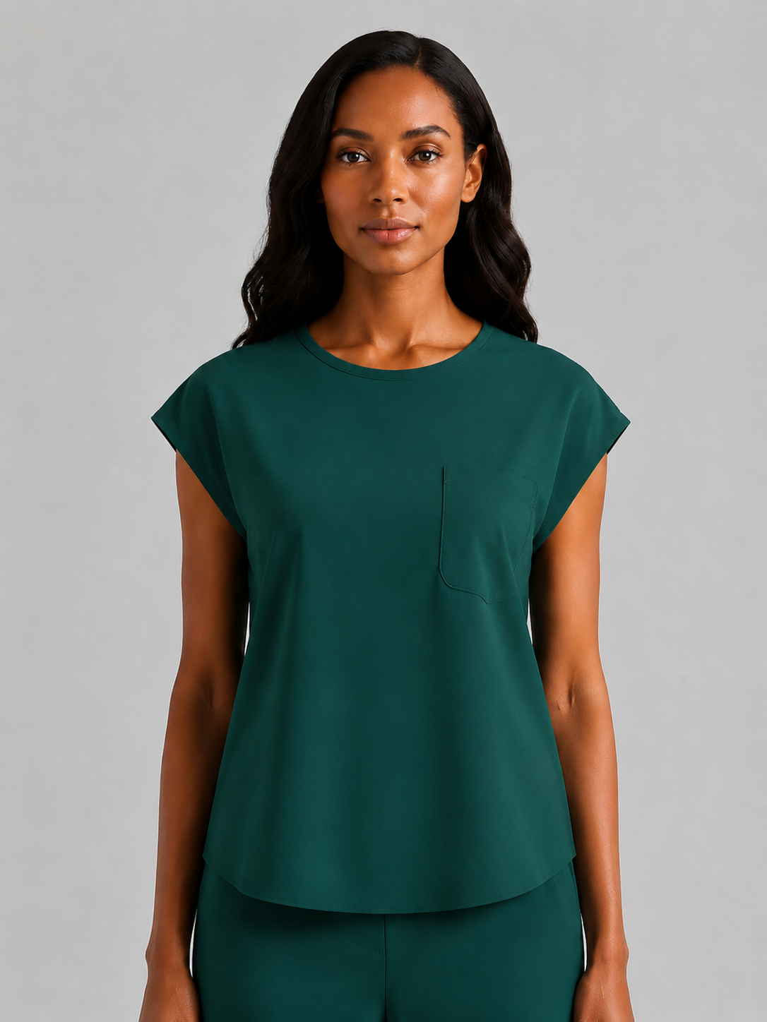Women's Aegis Cap Sleeve Pocket Scrub Top - Cotton FlexGreen