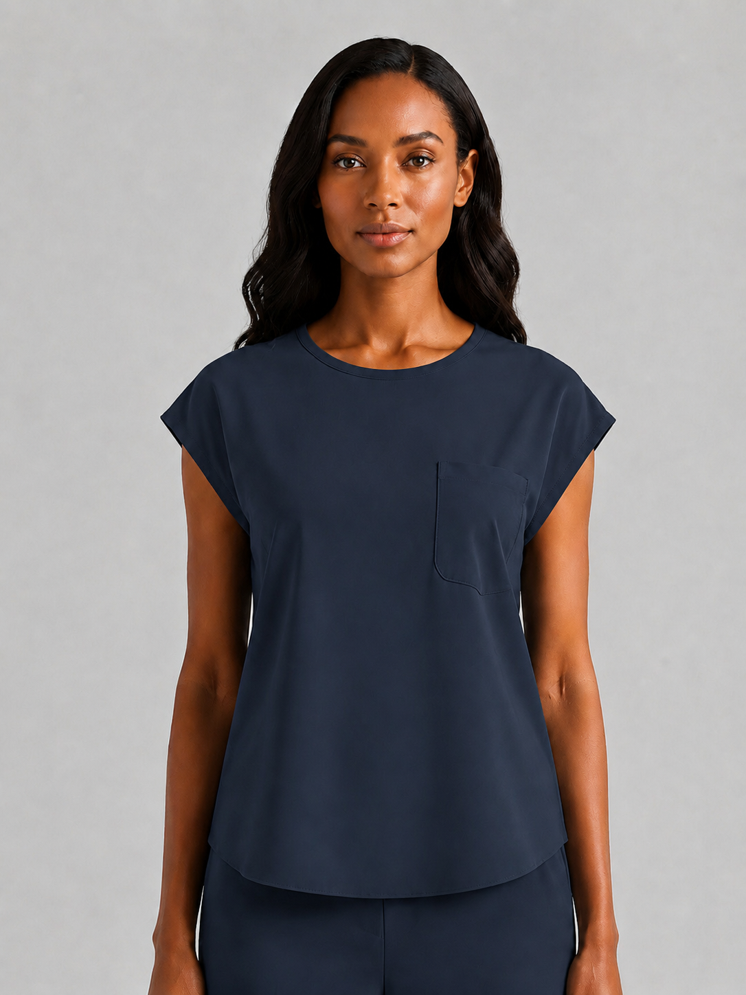 Women's Aegis Cap Sleeve Pocket Scrub Top - Cotton FlexNavy Blue