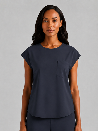 Women's Aegis Cap Sleeve Pocket Scrub Top - Cotton FlexDark Teal