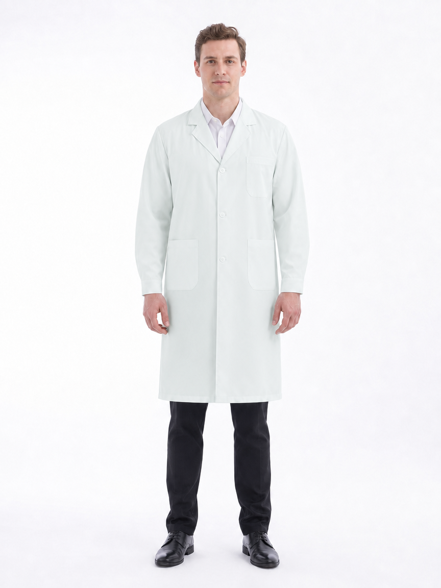 Men's Altair Classic Long Sleeve Lab Coat - Aegis Coat White