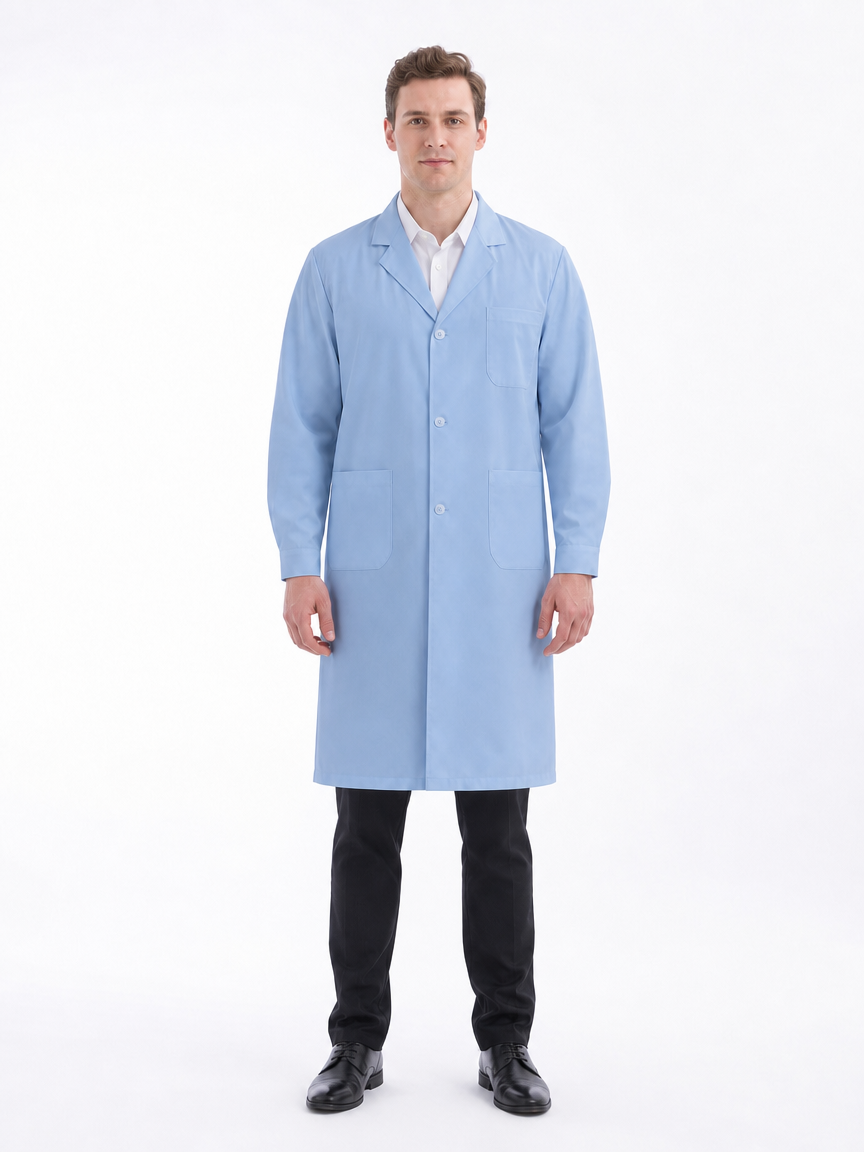 Men's Altair Classic Long Sleeve Lab Coat - Cotura Steel Blue