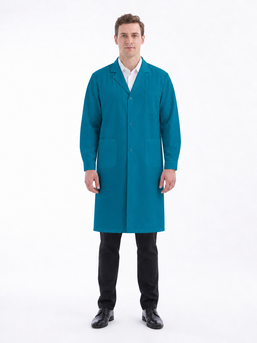 Men's Altair Classic Long Sleeve Lab Coat - Cotura Teal