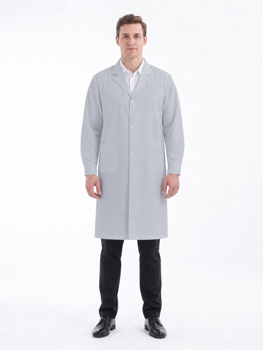 Men's Altair Classic Long Sleeve Lab Coat - Cotura Light Gray