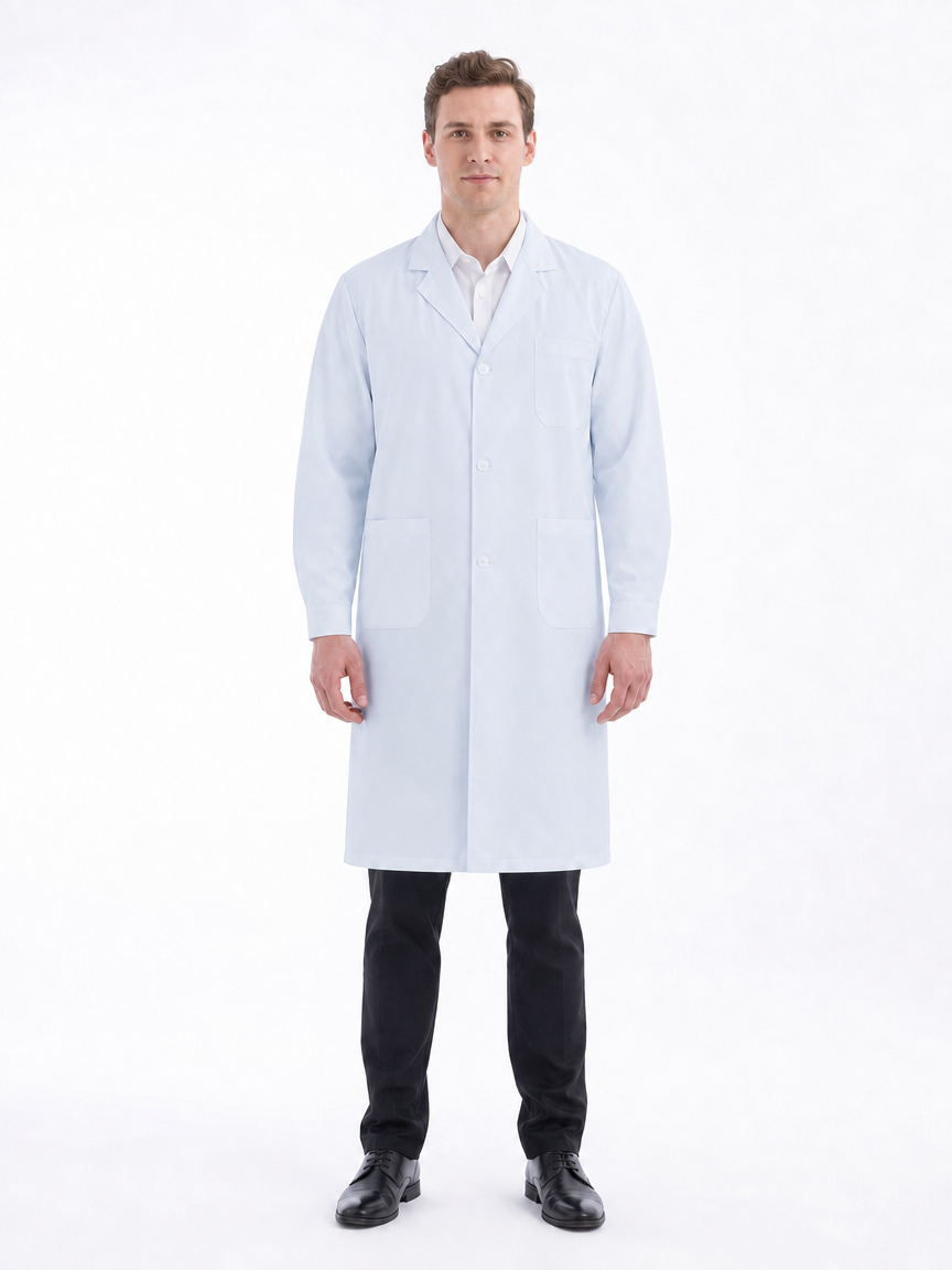 Men's Altair Classic Long Sleeve Lab Coat - Vela Blue White