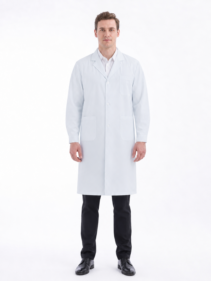 Men's Altair Classic Long Sleeve Lab Coat - Vela White