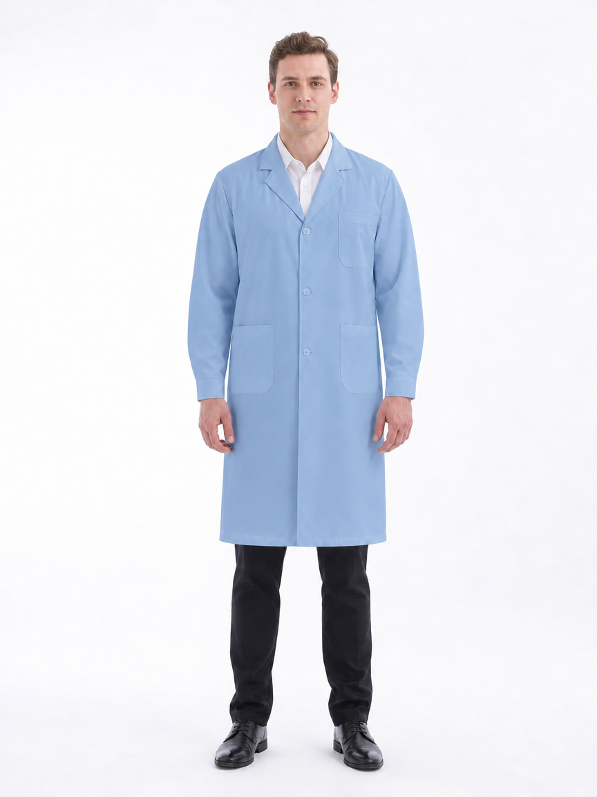 Men's Altair Classic Long Sleeve Lab Coat - Vela Steel Blue