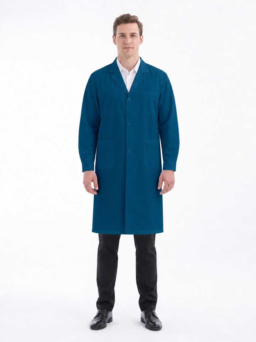 Men's Altair Classic Long Sleeve Lab Coat - Vela Peacock Blue