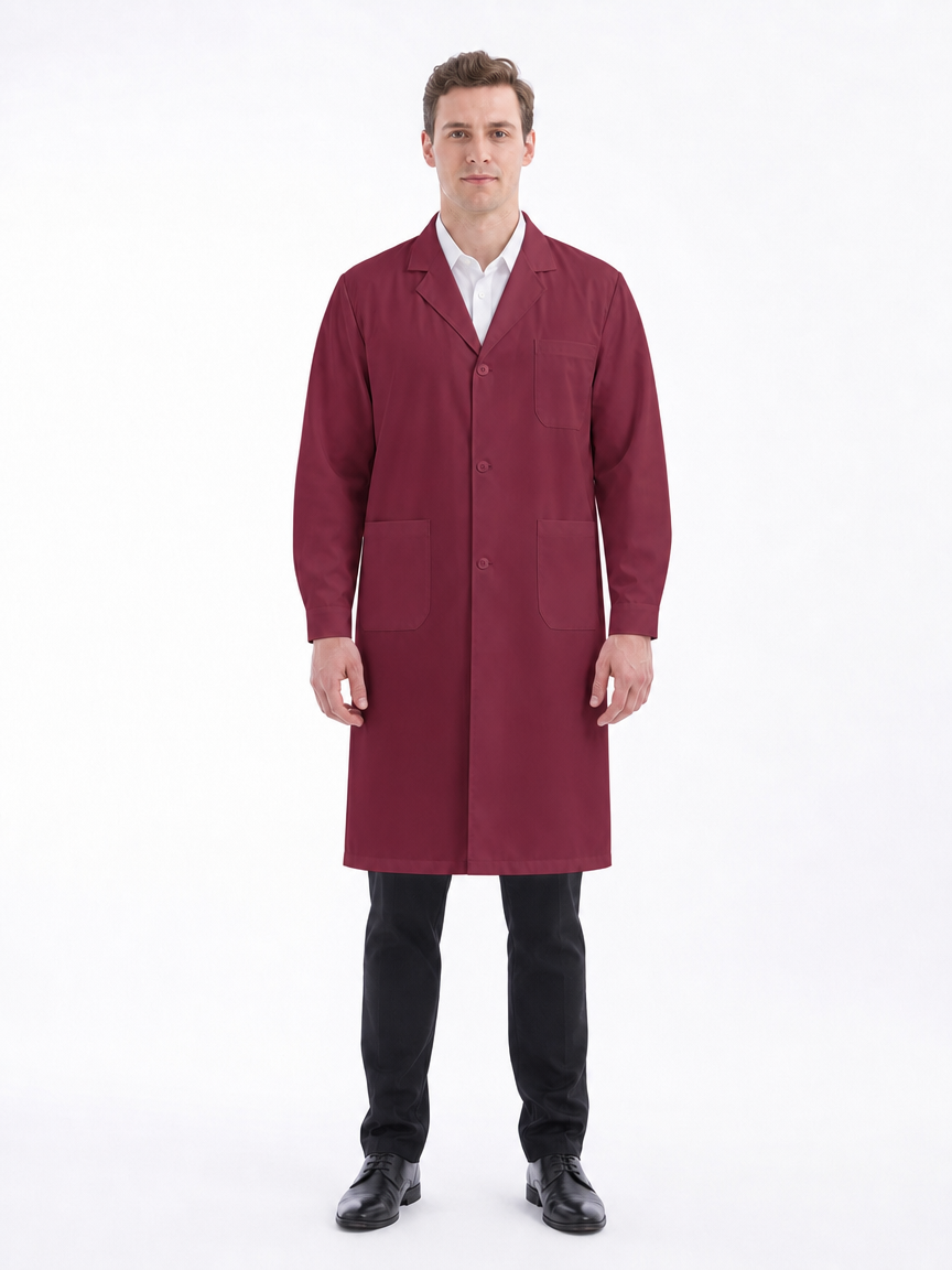 Men's Altair Classic Long Sleeve Lab Coat - Targa Maroon