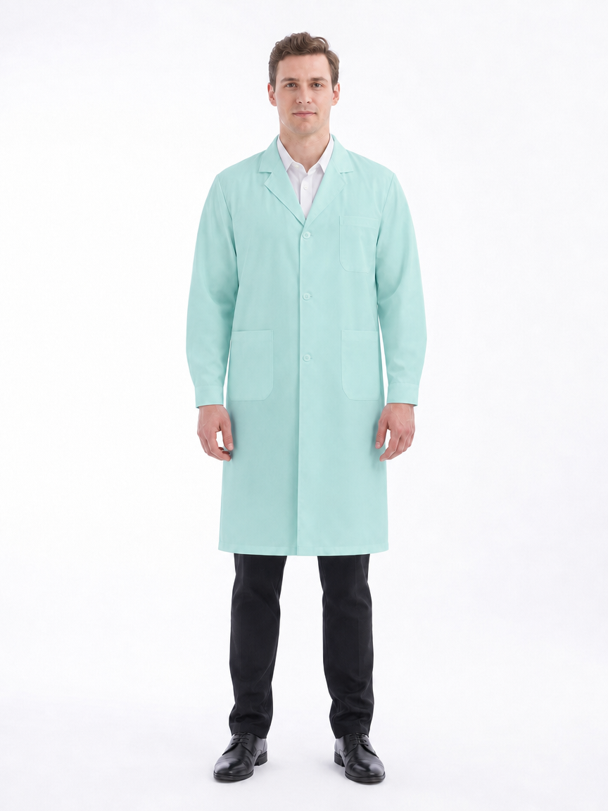 Men's Altair Classic Long Sleeve Lab Coat - Aegis Coat Aqua Green