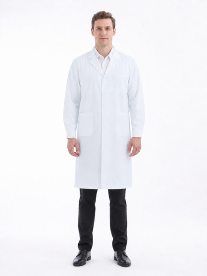 Men's Altair Classic Long Sleeve Lab Coat - Mova White