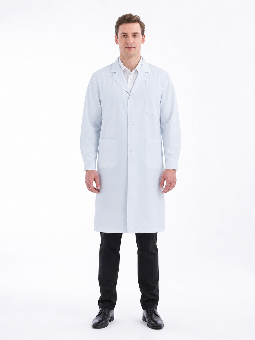 Men's Altair Classic Long Sleeve Lab Coat - Silvex White