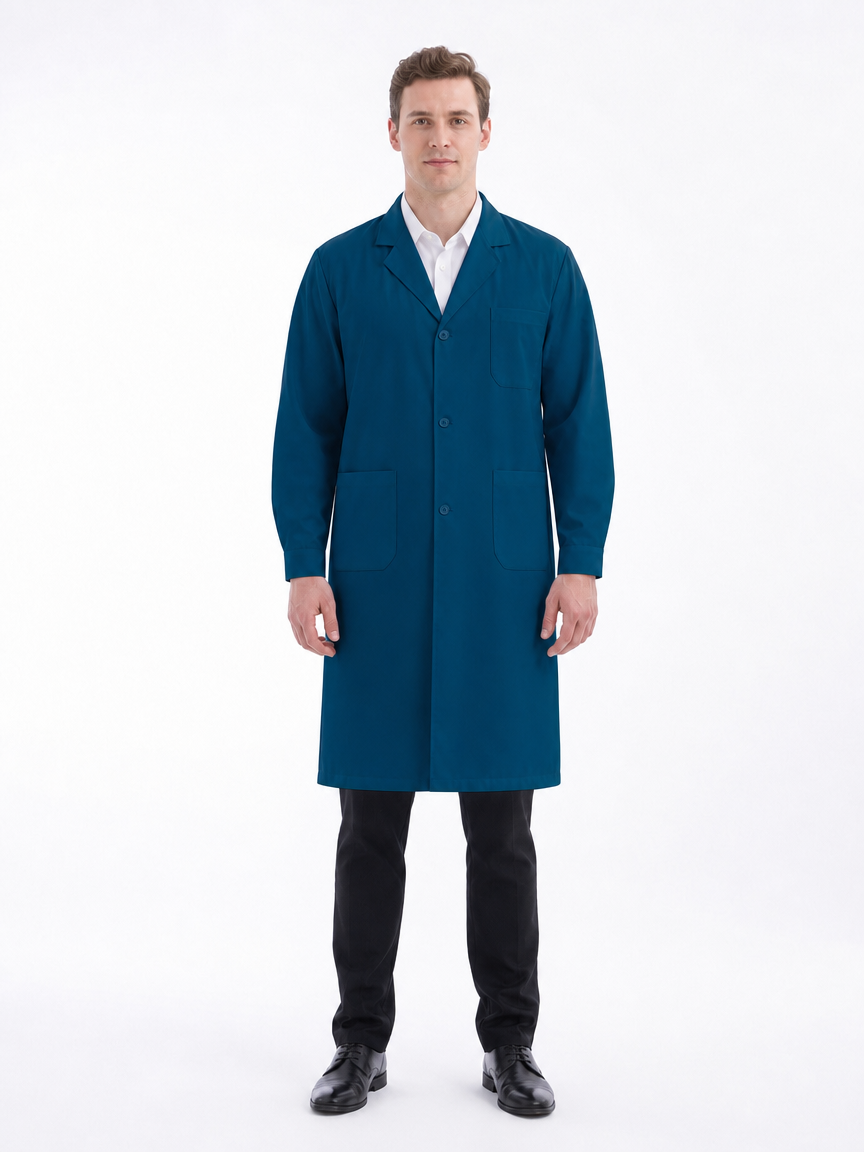 Men's Altair Classic Long Sleeve Lab Coat - Silvex Peacock Blue
