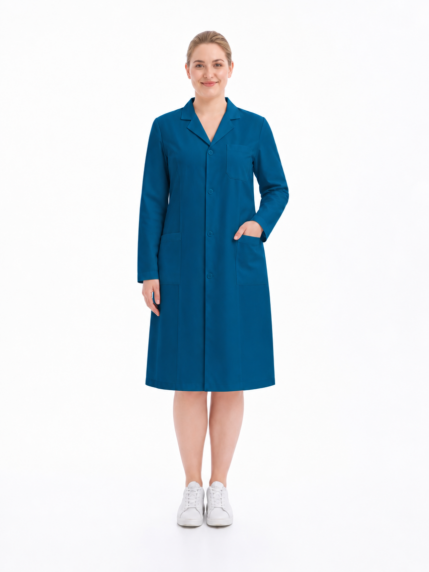 Women's Altair Classic Long Sleeve Lab Coat - Aegis Coat Peacock Blue
