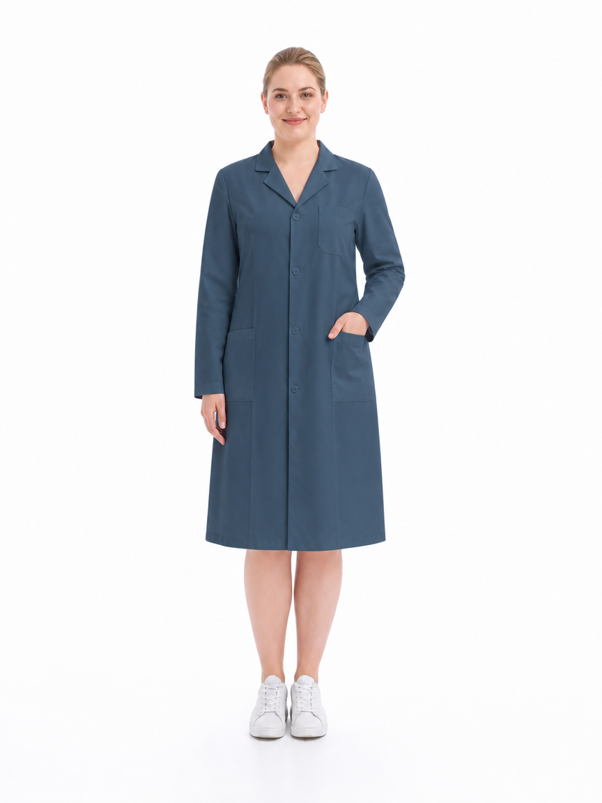 Women's Altair Classic Long Sleeve Lab Coat - Aegis Coat Indigo Blue