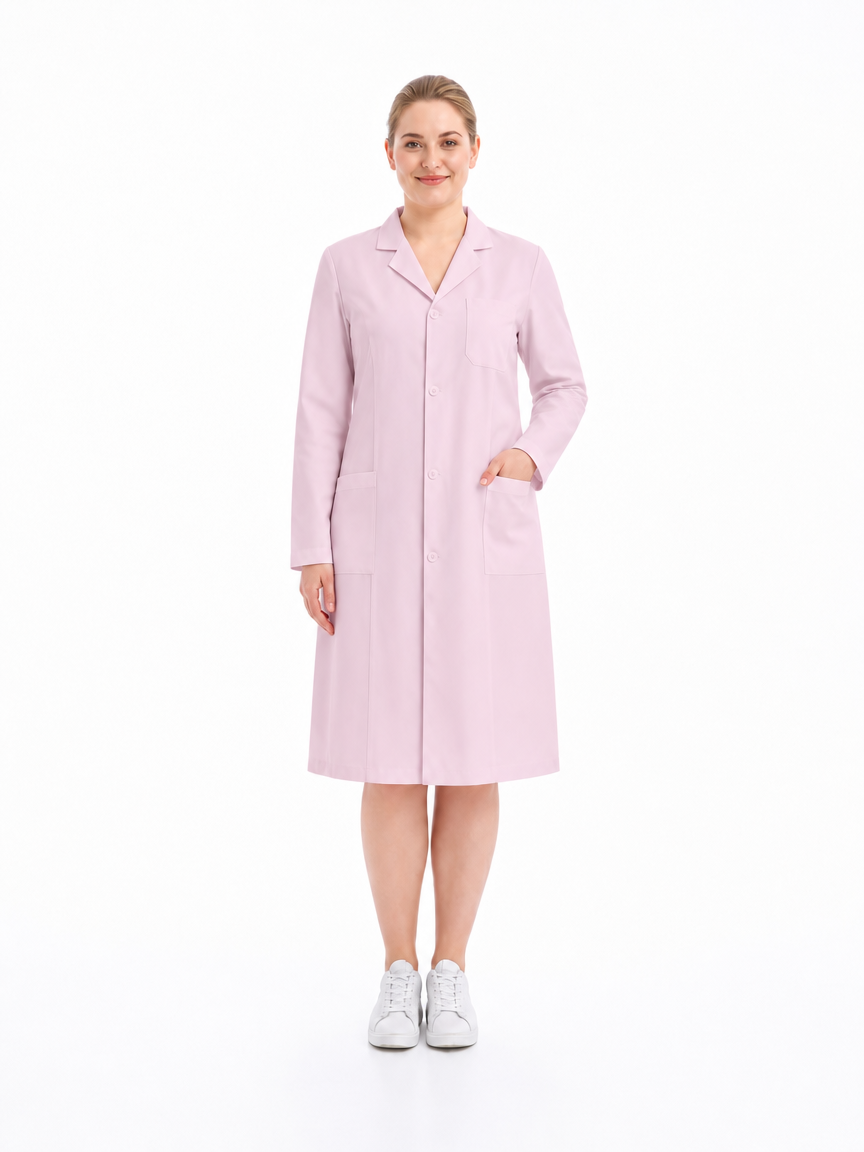 Women's Altair Classic Long Sleeve Lab Coat - Cotura Pink