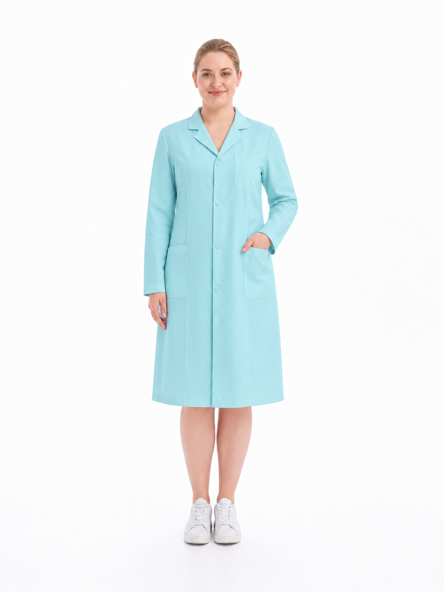Women's Altair Classic Long Sleeve Lab Coat - Cotura Aqua Green