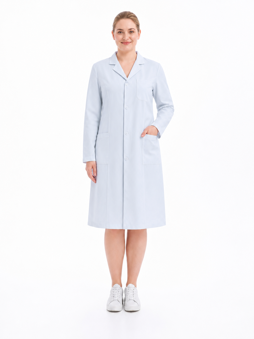 Women's Altair Classic Long Sleeve Lab Coat - Vela Blue White