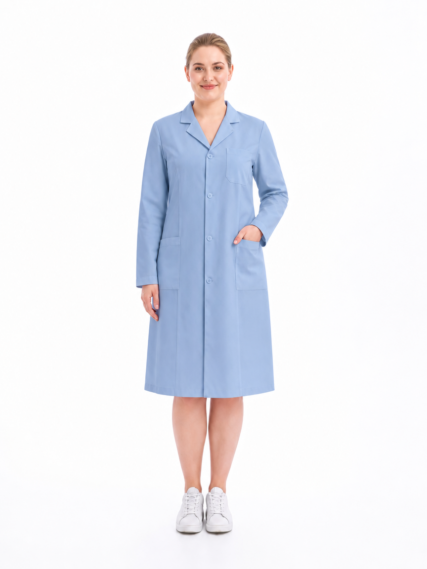 Women's Altair Classic Long Sleeve Lab Coat - Vela Steel Blue