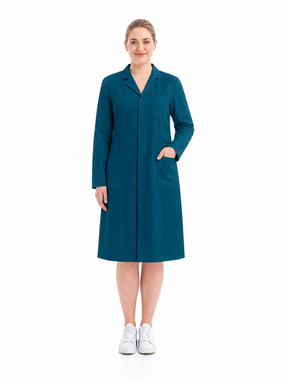 Women's Altair Classic Long Sleeve Lab Coat - Vela Peacock Blue