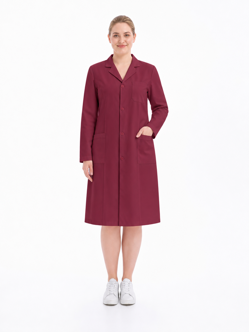 Women's Altair Classic Long Sleeve Lab Coat - Targa Maroon