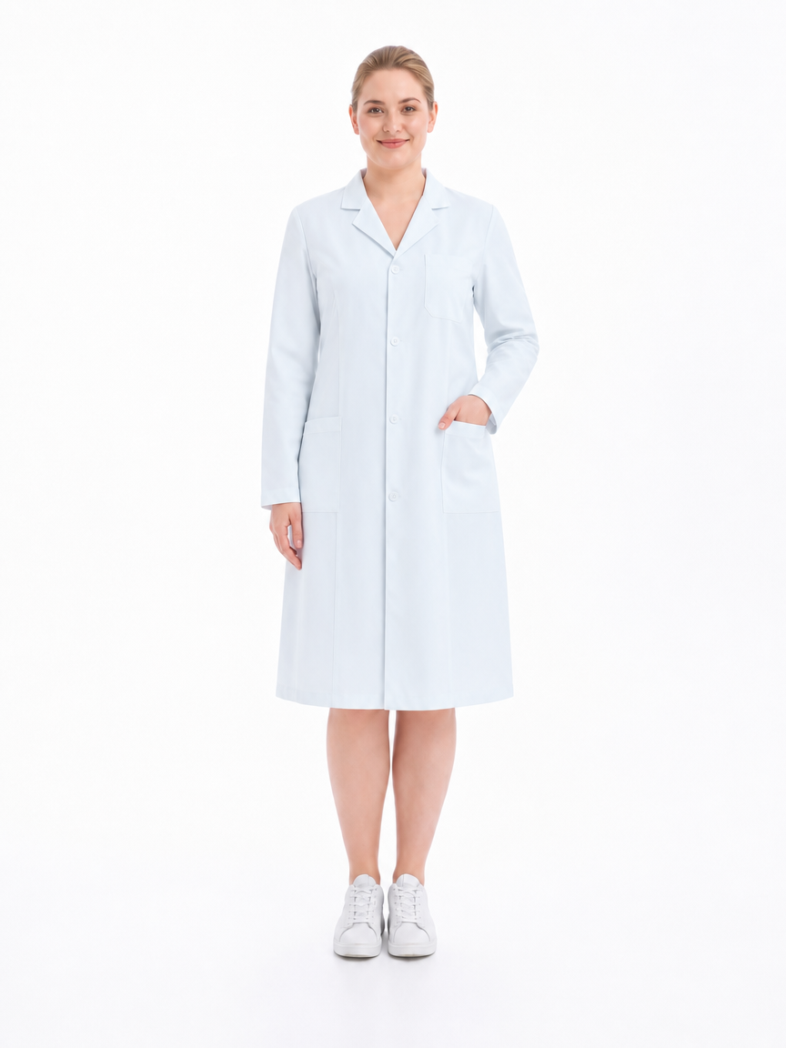 Women's Altair Classic Long Sleeve Lab Coat - Mova White