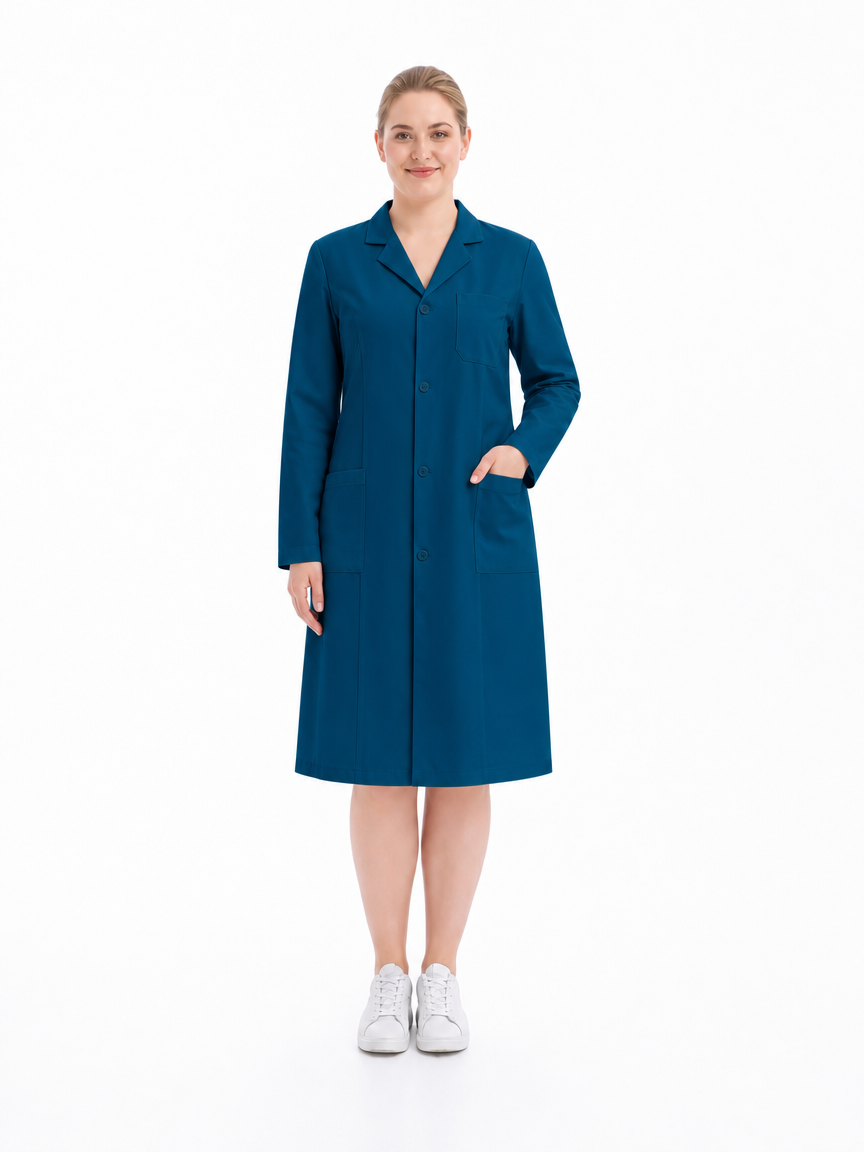 Women's Altair Classic Long Sleeve Lab Coat - Silvex Peacock Blue