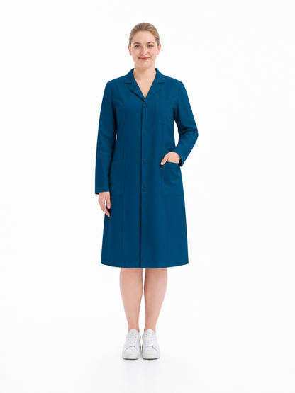 Women's Altair Classic Long Sleeve Lab Coat - Silvex Peacock Blue