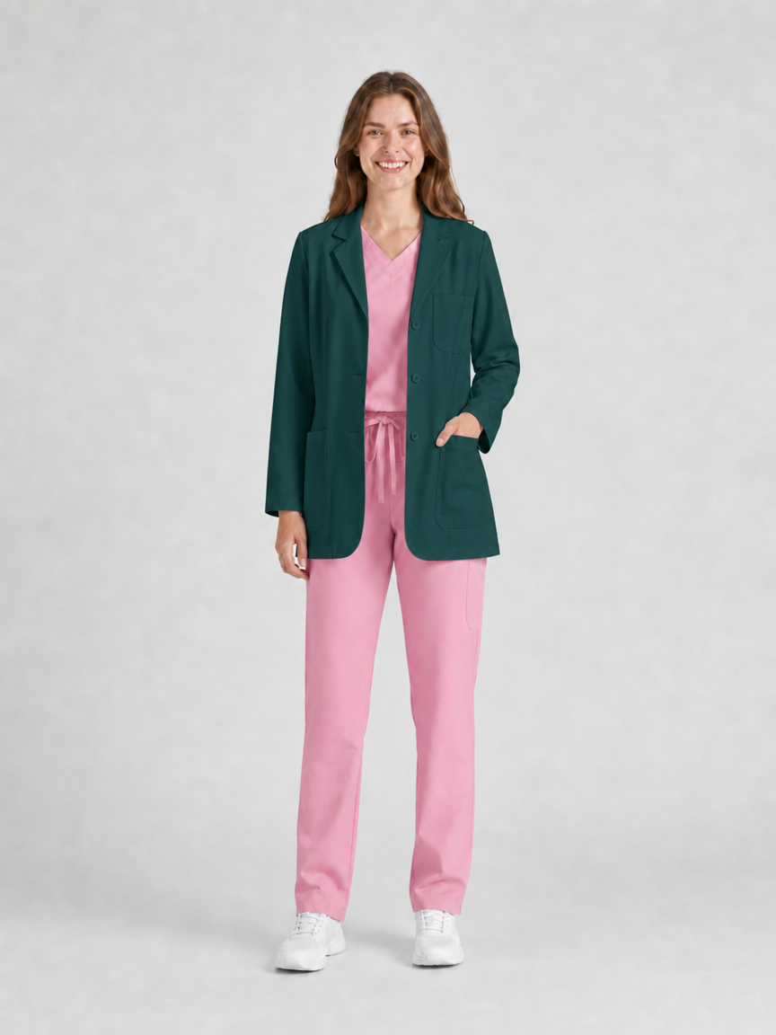 Women's Nuvra Classic Long Sleeve Lab Coat - Aegis Coat Dark Green