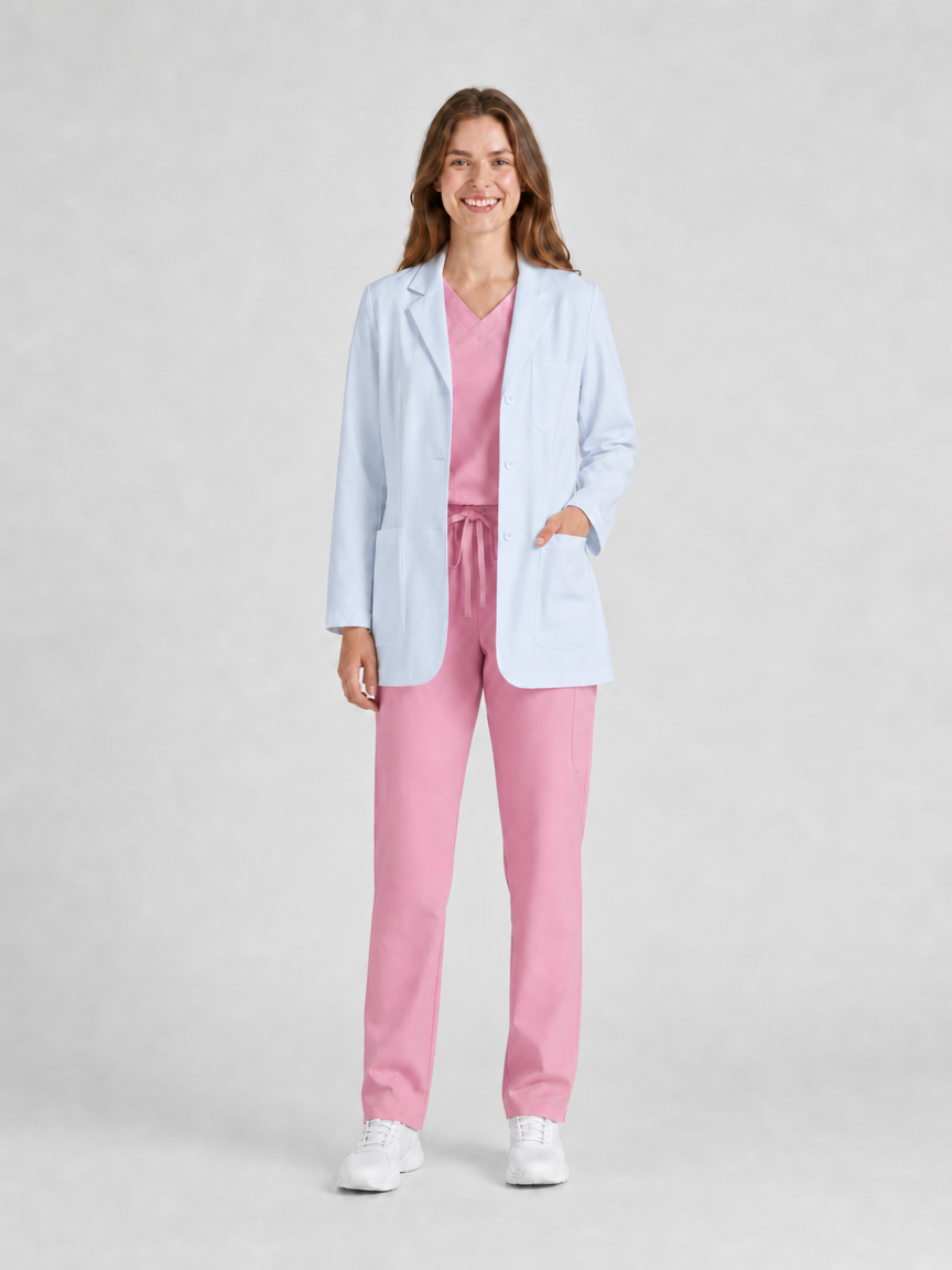 Women's Nuvra Classic Long Sleeve Lab Coat - Cotura White