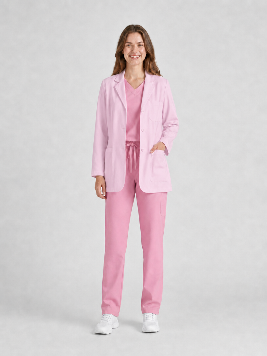 Women's Nuvra Classic Long Sleeve Lab Coat - Cotura Blush Pink
