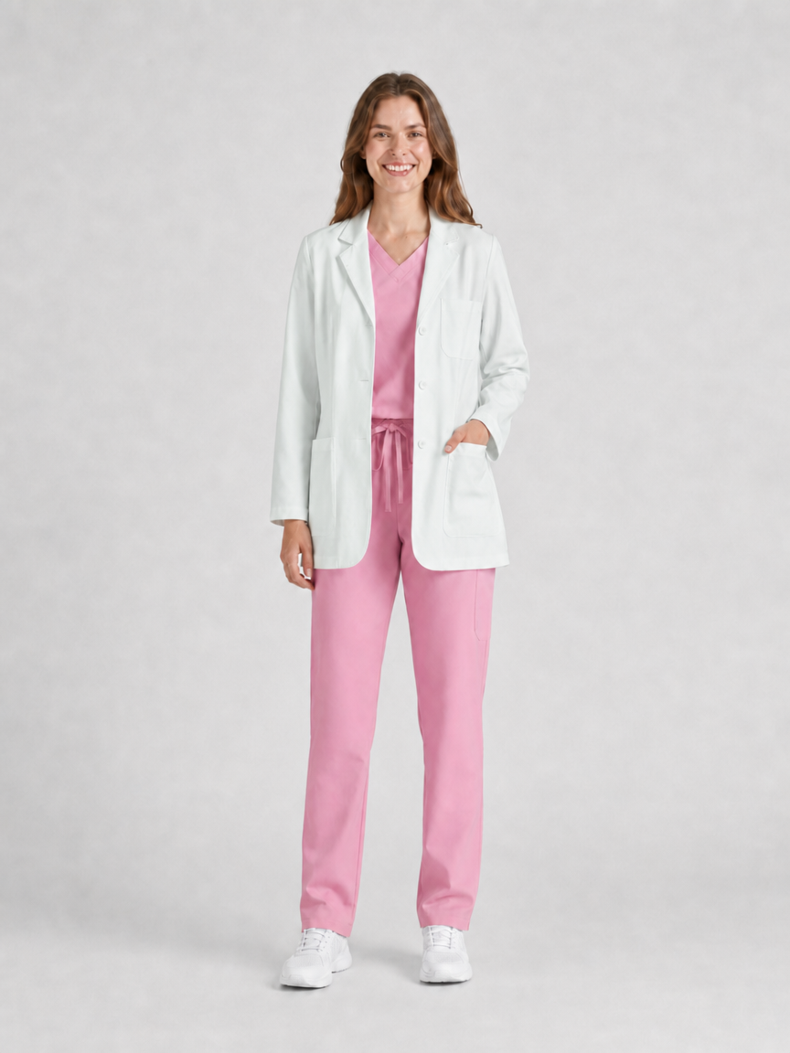 Women's Nuvra Classic Long Sleeve Lab Coat - Aegis Coat White