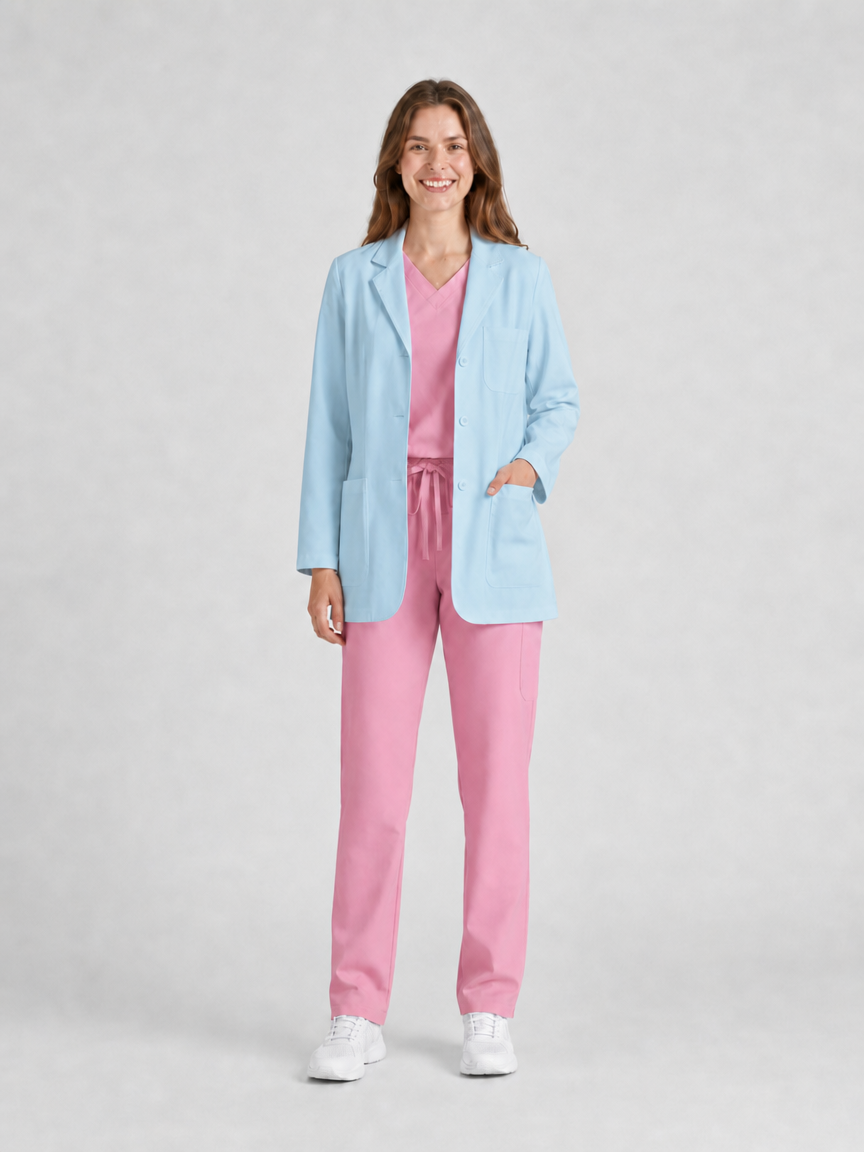 Women's Nuvra Classic Long Sleeve Lab Coat - Cotura Light Blue