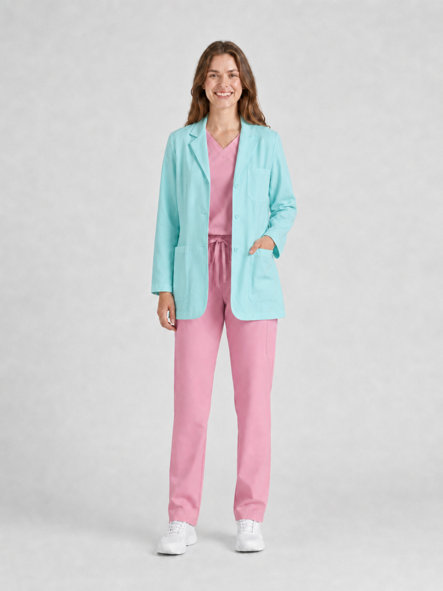 Women's Nuvra Classic Long Sleeve Lab Coat - Cotura Aqua Green