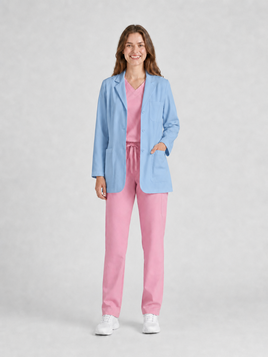 Women's Nuvra Classic Long Sleeve Lab Coat - Cotura Steel Blue