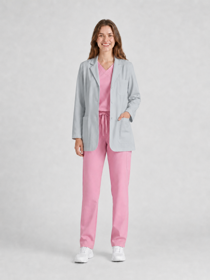 Women's Nuvra Classic Long Sleeve Lab Coat - Cotura Light Gray