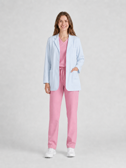 Women's Nuvra Classic Long Sleeve Lab Coat - Vela Blue White