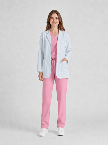 Women's Nuvra Classic Long Sleeve Lab Coat - Vela White