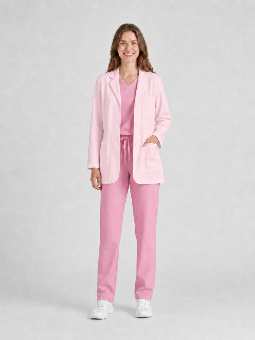 Women's Nuvra Classic Long Sleeve Lab Coat - Vela Pink