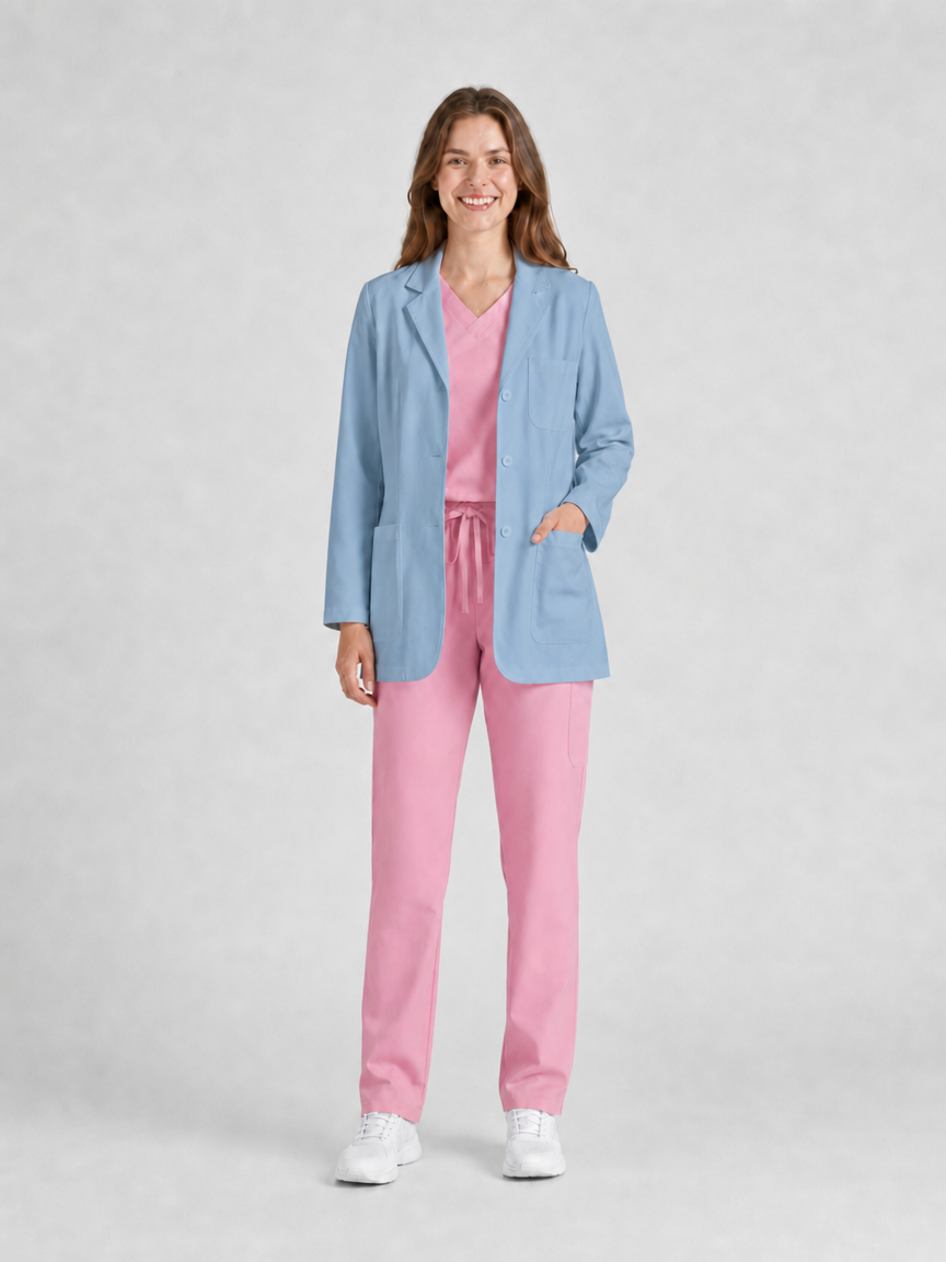 Women's Nuvra Classic Long Sleeve Lab Coat - Vela Medium Blue