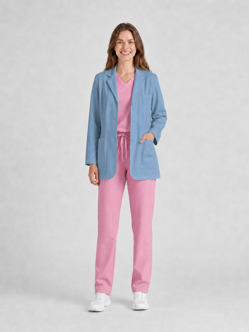 Women's Nuvra Classic Long Sleeve Lab Coat - Vela Dark Blue